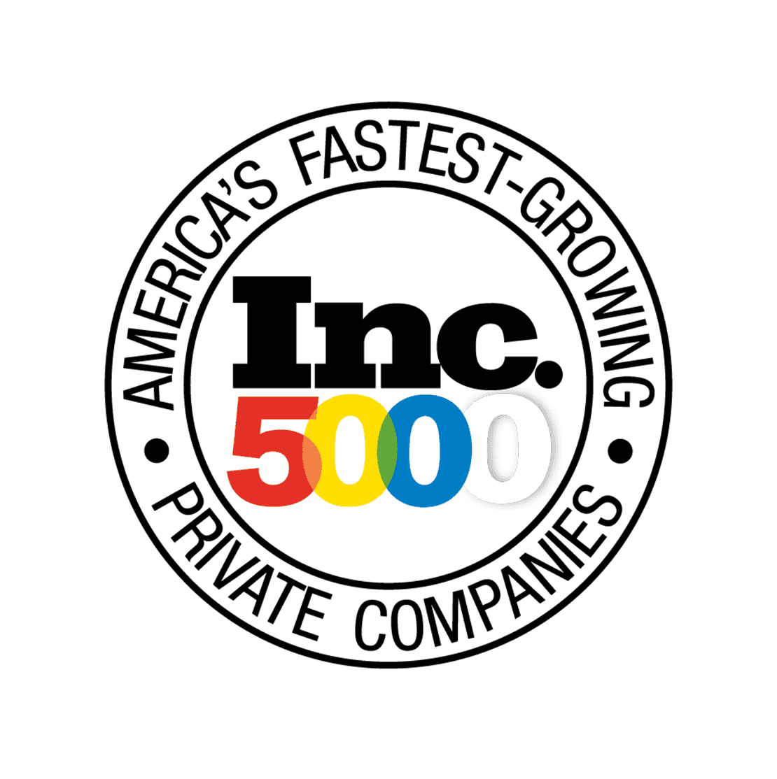 Inc. 5000 logo with a circle with text that says, "America's Fastest-Growing Private Companies" around it